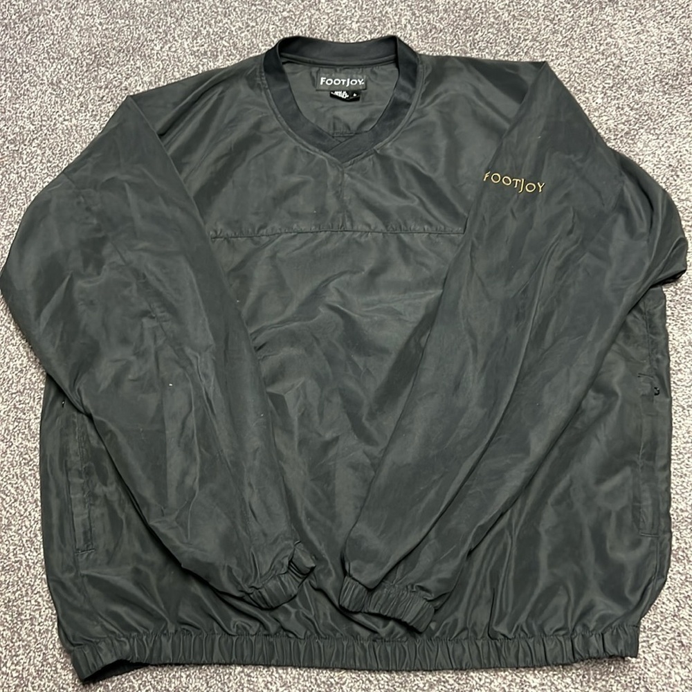FootJoy FJ Black w/ Bronze Embroidered L/S Polyester V-Neck Pullover Mens Size L